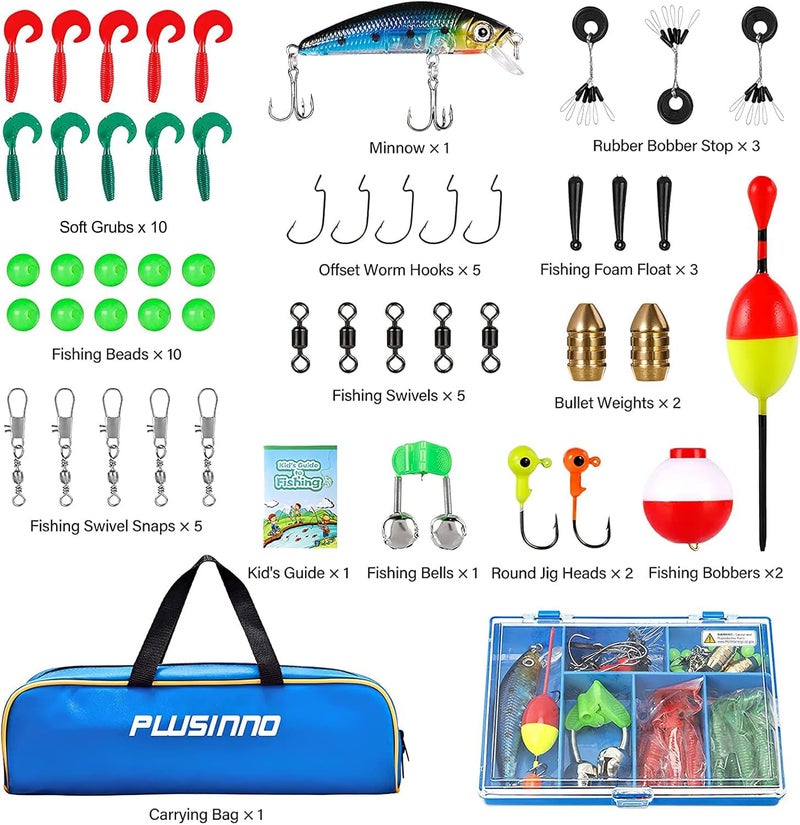 PLUSINNO Kids Fishing Pole with Spincast Reel Telescopic Fishing Rod Combo Full Kits for Boys, Girls, and Adults(Black, 120cm 47.24In) - Image 5