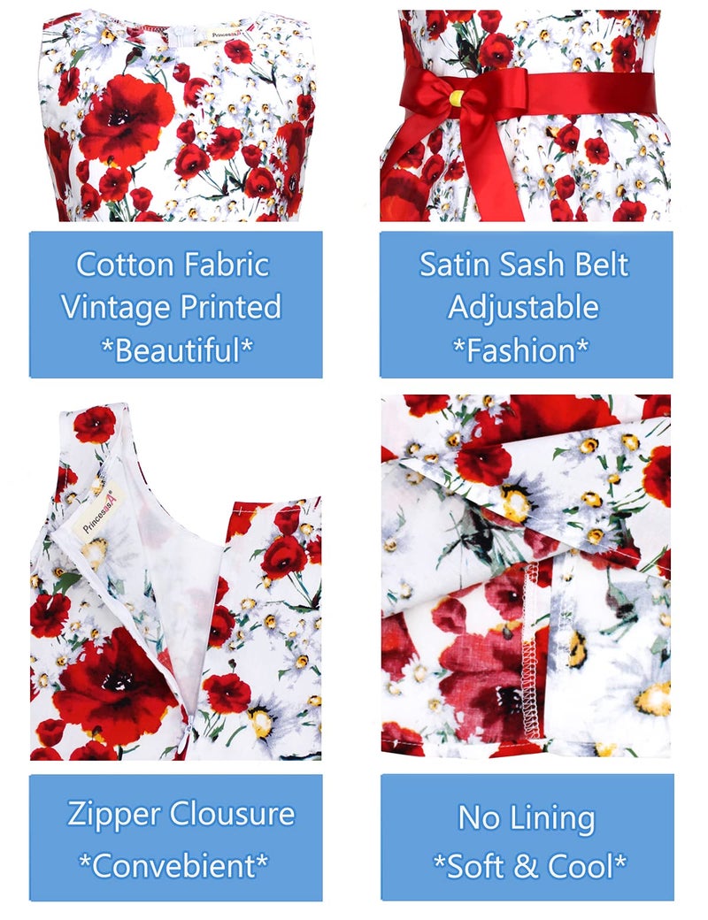 PrinceSasa Party Floral Little Girls Toddler Summer Dresses Clothes,E35,7-8 Years(140) - Image 4