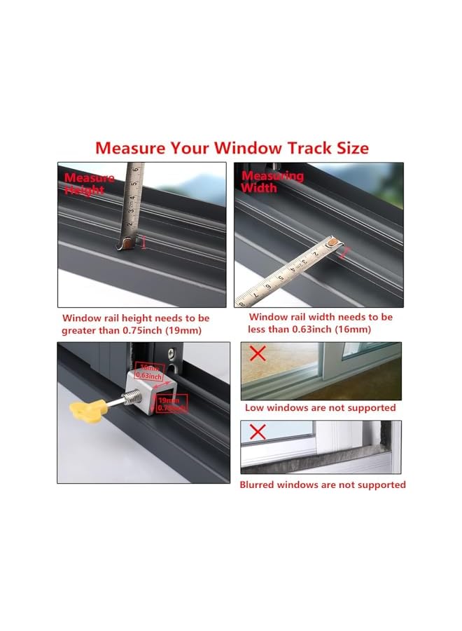 The Bros Window Locks, 6 Sets Adjustable Sliding Window Door Safety Locks with Key, Aluminum Window Locks Security Stoppers Adjustable Security Locks for Vertical Horizontal Slide Door Windows - Image 4