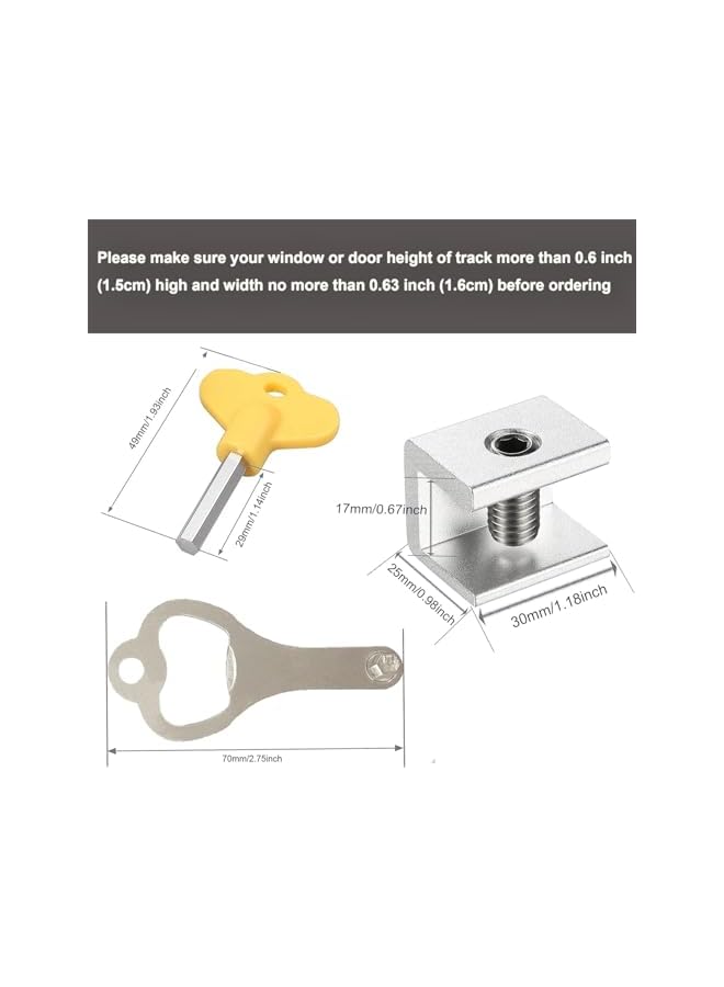 The Bros Window Locks, 6 Sets Adjustable Sliding Window Door Safety Locks with Key, Aluminum Window Locks Security Stoppers Adjustable Security Locks for Vertical Horizontal Slide Door Windows - Image 2