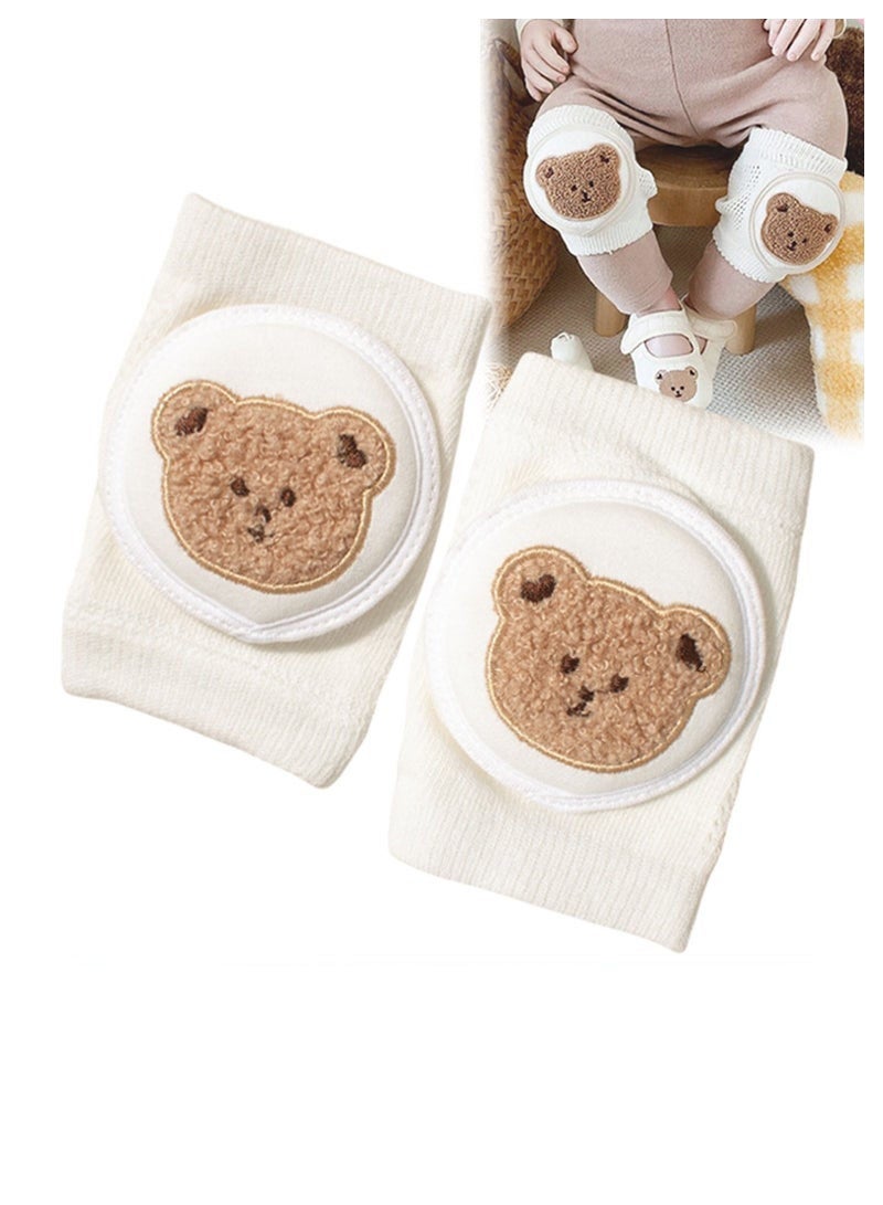 DURKU 1 Pairs Baby Knee Pads for Crawling, Breathable Summer Baby Crawling Knee Pads, Anti Slip Adjustable Knee Pads, High Elastic Soft Baby Knee Protectors, Leg Warmers for Baby Toddler Girls Boys (Cute Bear) - Image 1