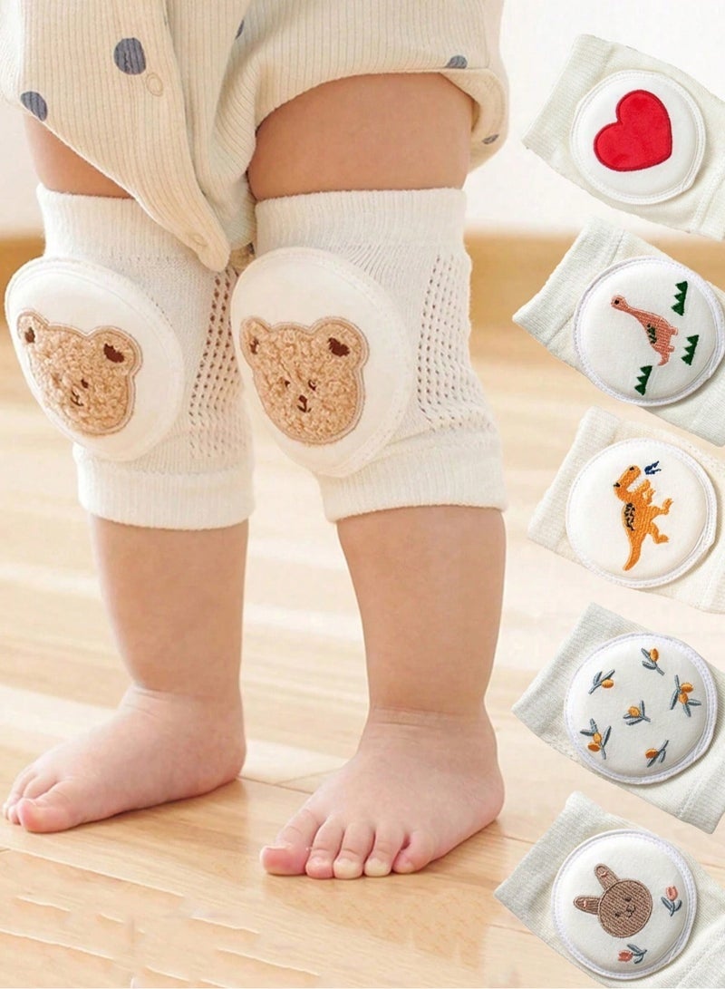 DURKU 1 Pairs Baby Knee Pads for Crawling, Breathable Summer Baby Crawling Knee Pads, Anti Slip Adjustable Knee Pads, High Elastic Soft Baby Knee Protectors, Leg Warmers for Baby Toddler Girls Boys (Cute Bear) - Image 5