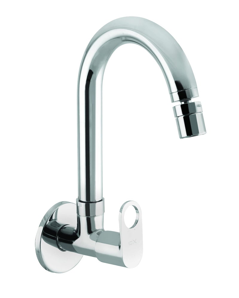 10X Brass Sink Tap FLPR-7562 Rotatable Neck Wall Mount Chrome Plated - Image 5