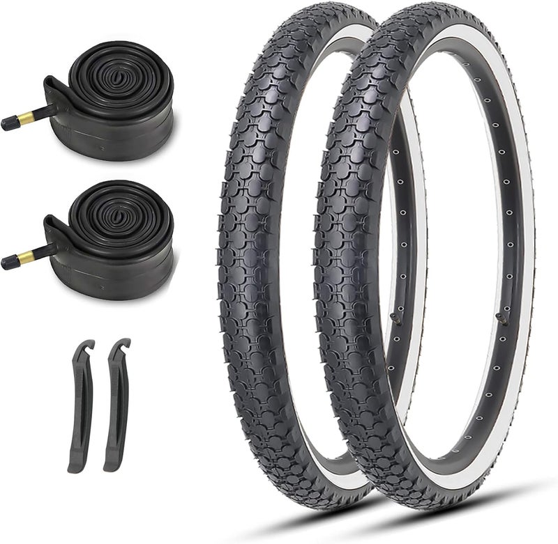 MOHEGIA 26 Inch Cruiser Bike Tires Replacement Set with Inner Tubes and Tire Levers - Image 1