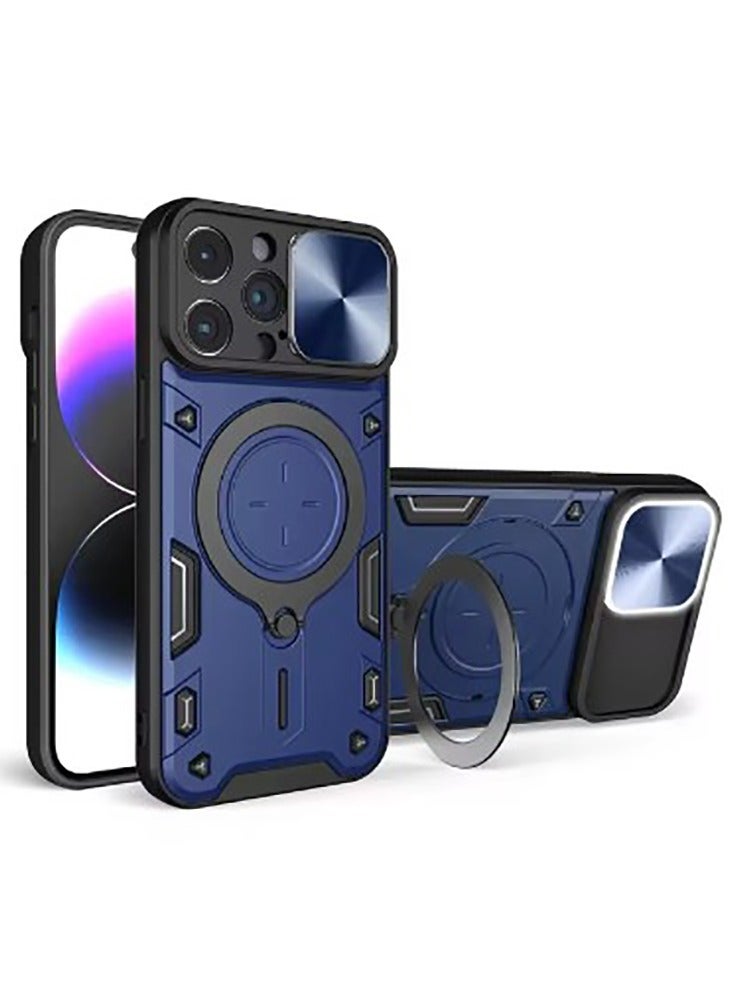 Magnetic case for iPhone 16 Pro Max with sliding camera. Armored shockproof cover-Blue  - Image 1