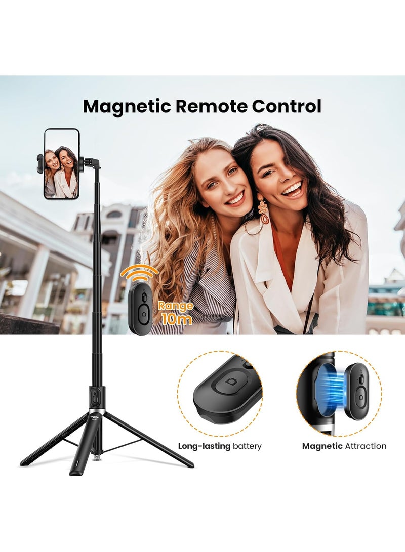 TNW PL1 177cm Tripod Selfie Stick for iPhone 17 16 with Magnetic Remote, 360° Rotatable Phone Tripod Stand Portable Selfie Tripod for Travel/Vlogging/Selfies/Live/Video Recording - Image 5
