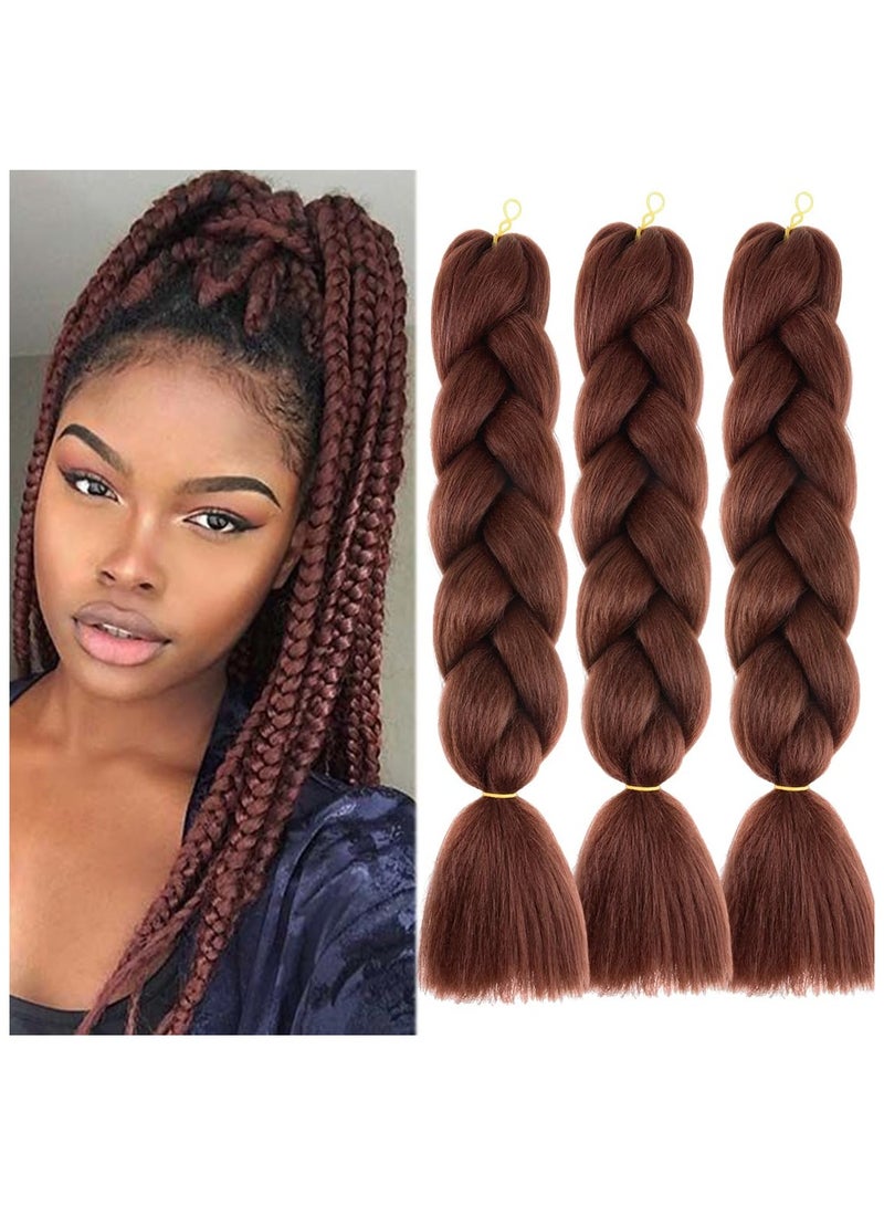 إستيل وصلات شعر أفريقية، وصلات شعر كروشيه مضفرة، شعر تجديل صناعي بدرجة حرارة عالية، شعر ياكي جامبو مضفر (لون 33، 3 قطع) - Image 1