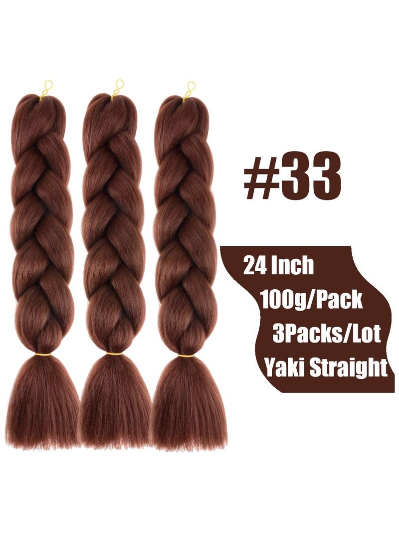 إستيل وصلات شعر أفريقية، وصلات شعر كروشيه مضفرة، شعر تجديل صناعي بدرجة حرارة عالية، شعر ياكي جامبو مضفر (لون 33، 3 قطع) - Image 2