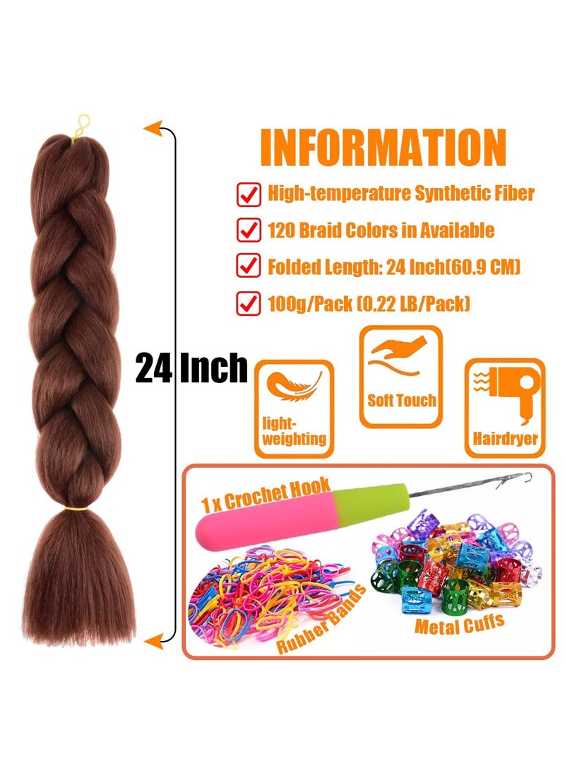 إستيل وصلات شعر أفريقية، وصلات شعر كروشيه مضفرة، شعر تجديل صناعي بدرجة حرارة عالية، شعر ياكي جامبو مضفر (لون 33، 3 قطع) - Image 3