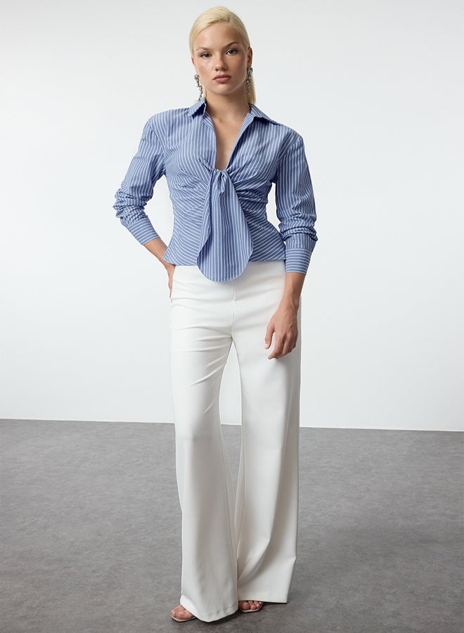 trendyol Blue Collar Detailed Poplin Shirt TPRSS23GO00005 - Image 2