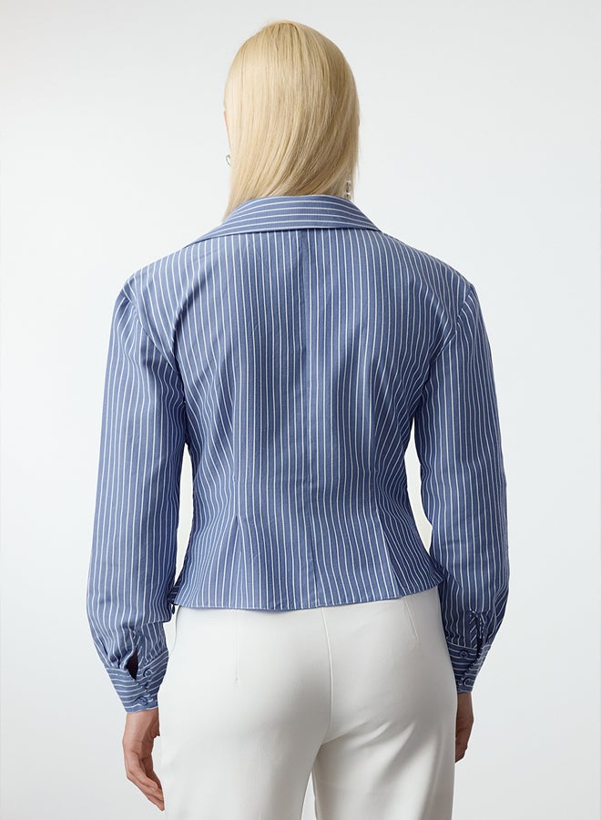 trendyol Blue Collar Detailed Poplin Shirt TPRSS23GO00005 - Image 5