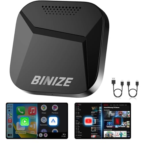 Binize Carplay Ai Box Android 13 Compatible with Wireless Carplay Wireless Android Auto AI Box Carplay Streaming Video Apps 4+64G Only Support Cars with OEM Wired CarPlay/Android Auto - Image 1
