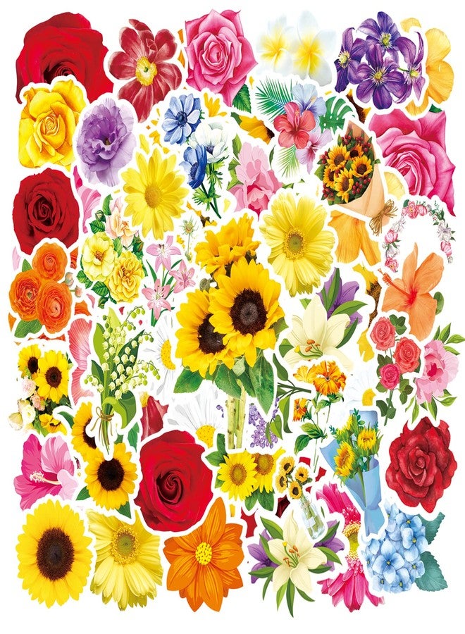 Omlisca Flowers Floral Stickers 650 Pieces Summer Spring Rose Sunflower Hibiscus Stickers Vinyl Stickers for Water Bottle Scrapbook Envelope Laptop Mother's Day Tea Party Gifts Bags School Classroom Rewards - Image 1