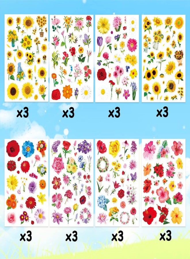 Omlisca Flowers Floral Stickers 650 Pieces Summer Spring Rose Sunflower Hibiscus Stickers Vinyl Stickers for Water Bottle Scrapbook Envelope Laptop Mother's Day Tea Party Gifts Bags School Classroom Rewards - Image 5