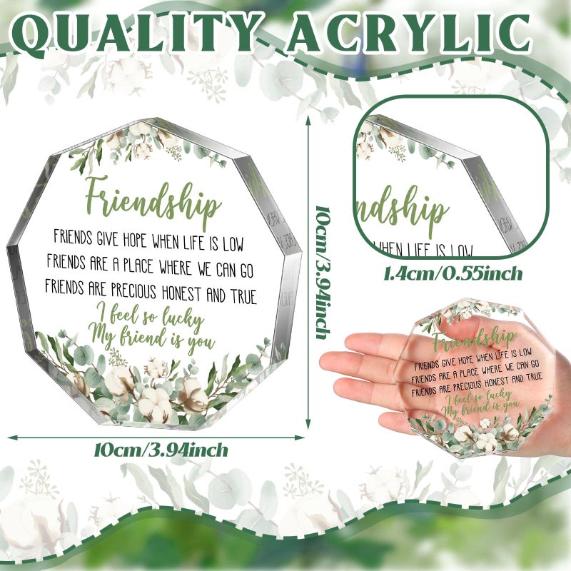 Chunful Gift for Friend Friendship Gift for Woman Birthday Gifts for Friend Going Away Gifts Plaque for Coworker Woman Retirement Gifts Acrylic Heart for Friendship Keepsake Decor (Cotton Flower)  - Image 3