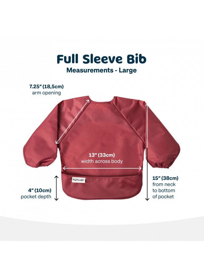 Tiny Twinkle Mess Proof Baby Bib, 2 Pack Long Sleeve Bib Outfit, Waterproof Bibs for Toddlers, Machine Washable, Tug Proof (Rose Burgundy, Large 2-4 Years) - Image 3