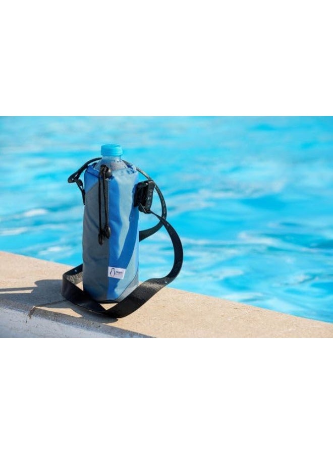 Insulated Thermal Bottle Bag with Adjustable Shoulder Strap, Navy Blue and Red, for School, Office, Picnic, Hiking, Beach - Image 3