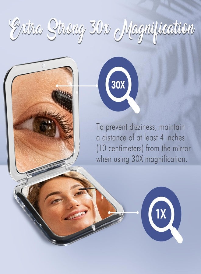 MIRRORVANA 30X Compact Magnifying Mirror for Travel, Handheld and Foldable Square Design - Lightweight Mini Pocket-Sized Magnified Mirror, Ideal for Purse or Handbag Use - 3.3" x 3.3" (Black) - Image 4