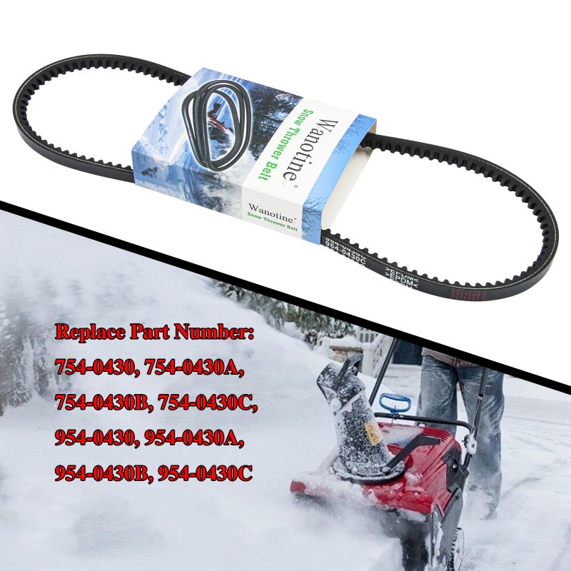 Wanotine 954-0430C Auger Belt Replaces MTD, Craftsman, Troy-Bilt, Cub Cadet, Ryobi 754-0430, 754-0430A, 754-0430B, 754-0430C, 954-0430, 954-0430A, 954-0430B Snow Blower Drive Belt (3/8" x 35") - Image 3