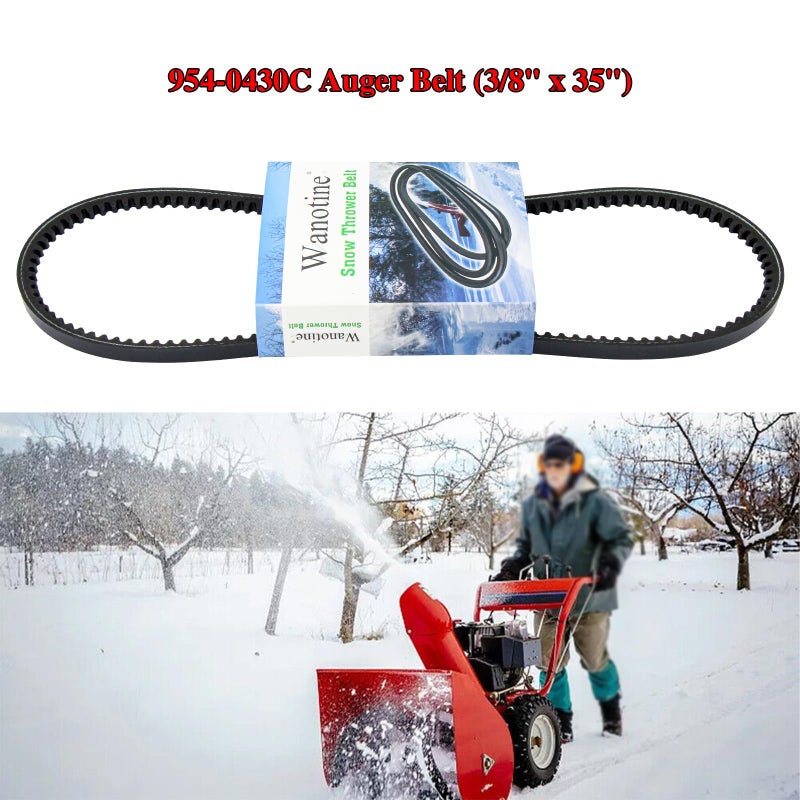 Wanotine 954-0430C Auger Belt Replaces MTD, Craftsman, Troy-Bilt, Cub Cadet, Ryobi 754-0430, 754-0430A, 754-0430B, 754-0430C, 954-0430, 954-0430A, 954-0430B Snow Blower Drive Belt (3/8" x 35") - Image 2