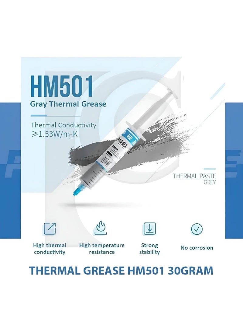HM501 Thermal Silicone Paste for CPU/GPU , High- performance thermal compound with 1.5-2.3 W/m·K conductivity, ensuring efficient heat dissipation, stable cooling, and reliable electrical insulation for PC components - Image 3