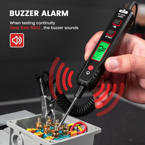KAIWEETS 0.8V-100V DC Smart Automotive Test Light, Buzzer Circuit Tester with Sharp Probe, Bidirectional Voltage Tester with Flashlight, Electric Test Pen for Car Battery Polarity Continuity Fuses - Image 4