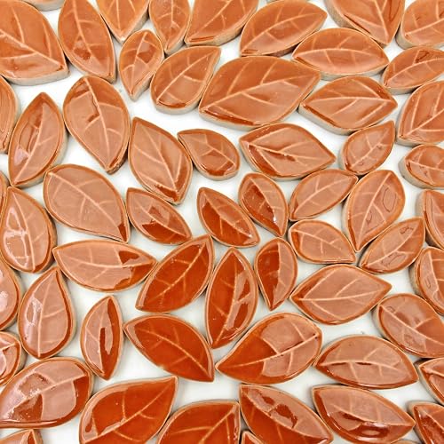 YOZIEMQ 500g11lb LeafShaped Ceramic Mosaic TilesCeramic Mosaic Pieces for CraftsMosaic Tiles for Home Decoration or DIY CraftsMosaic Making Supplies Caramel Color - Image 1