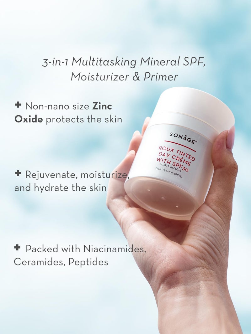 Sonage Roux Tinted Moisturizer with Zinc Oxide SPF 30 Natural Mineral Sunscreen | Lightweight Sheer Coverage, No Whitecast - Image 2