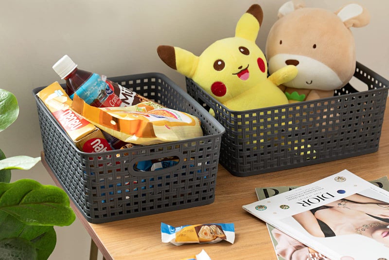 Eslite Plastic Storage Baskets for Organizing,11"X8.5"X4.7",Pack of 4 (Grey) - Image 5