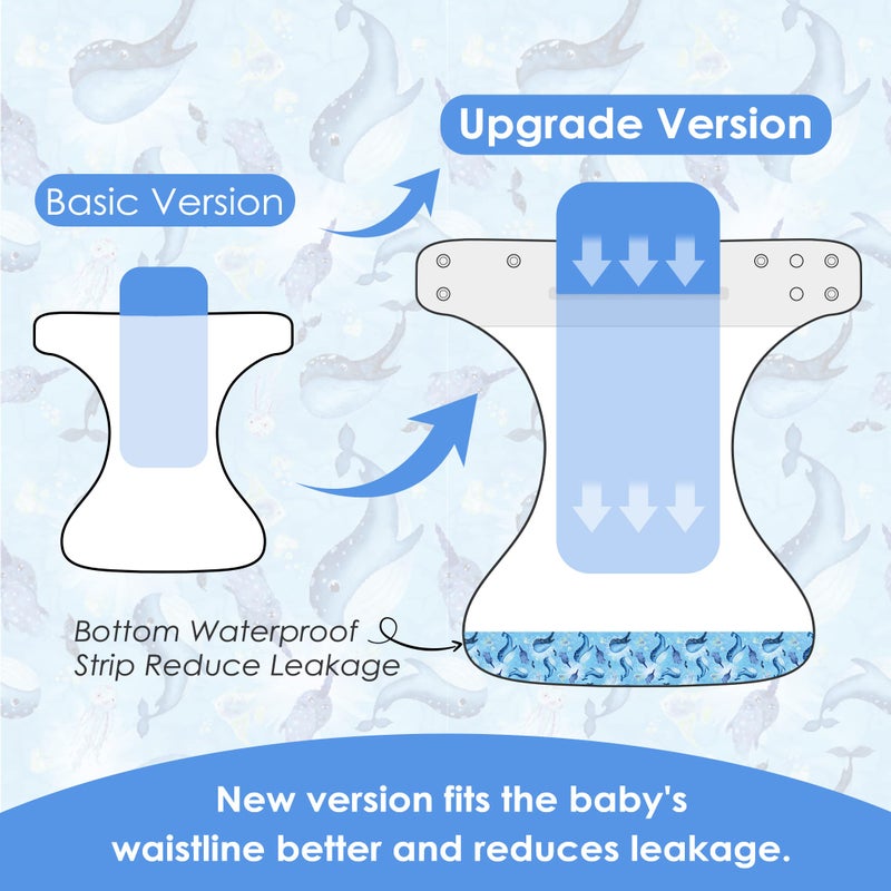 wegreeco Cloth Diapers 5 Pack with 5 Inserts, Washable Cloth Diapers for Babies, One Size Adjustable Reusable Diapers Baby (Ocean Adventure) - Image 5