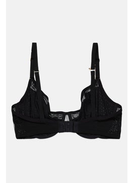 Lively Women Allover Printed Non Padded Underwired Bra, Black  - Image 2