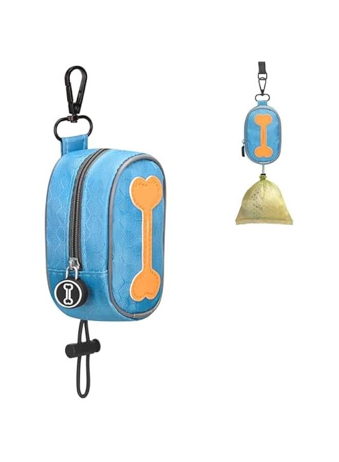 Hands-Free Dog Waste Bag Holder for Leash with Large Opening, Zippered Pouch and Carabiner Hook Waterproof Doggie Waste Bag Dispenser in Sky Blue Color.  - Image 1