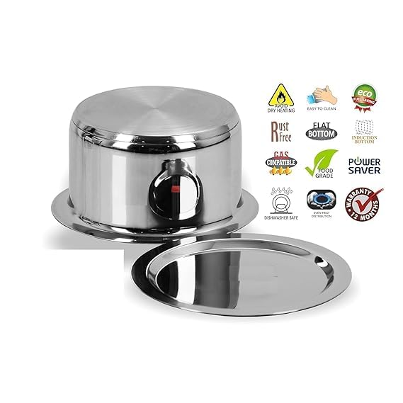 SHOPSIDEX Stainless Steel Induction Bottom Encapsulated Bottom Induction Gas Stove Friendly ContainerTopeCookware with Lid 7 Litter - Image 3