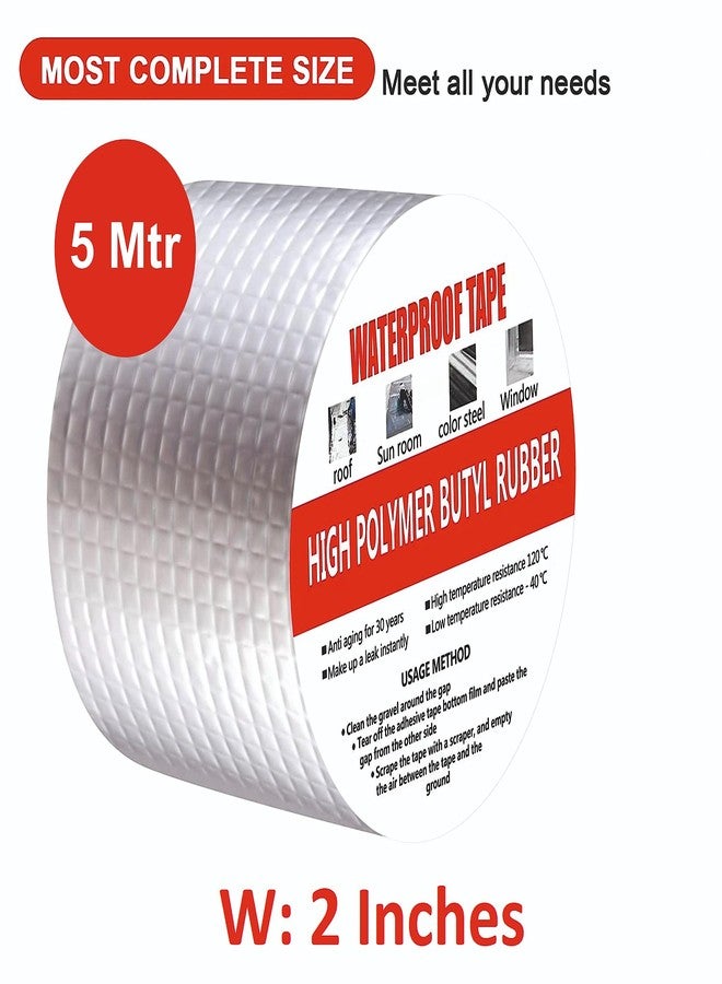Rylan Super Strong Adhesive Waterproof Permanent Repair Aluminum Butyl Tape Rubber Foil Suitable for Roof Leak, surface Crack, Window Sill Gap, Boat Sealing, Home Renovation (5 METER), Silver - Image 2