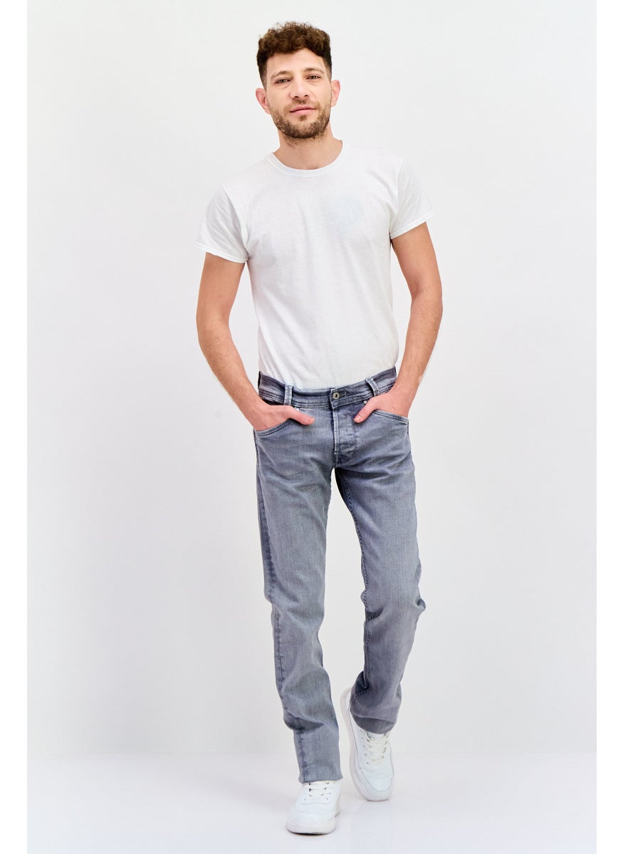 Pepe Jeans Men Regular Fit Washed Stretchable Jeans, Grey  - Image 3