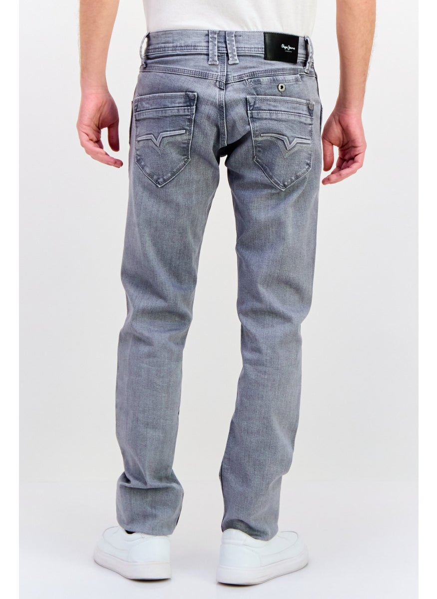 Pepe Jeans Men Regular Fit Washed Stretchable Jeans, Grey  - Image 4