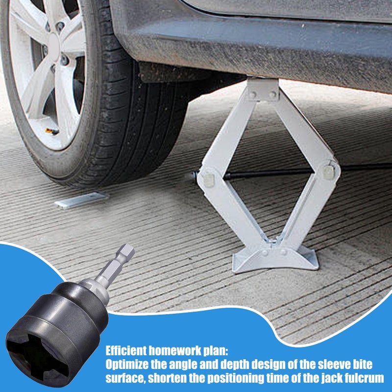Heavy Duty Scissor Jack Adapter Socket Converter Steel Tool Attachment for Auto Repair - Image 3