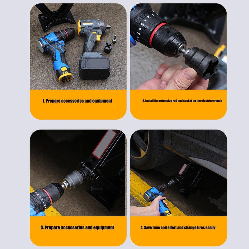 Heavy Duty Scissor Jack Adapter Socket Converter Steel Tool Attachment for Auto Repair - Image 5