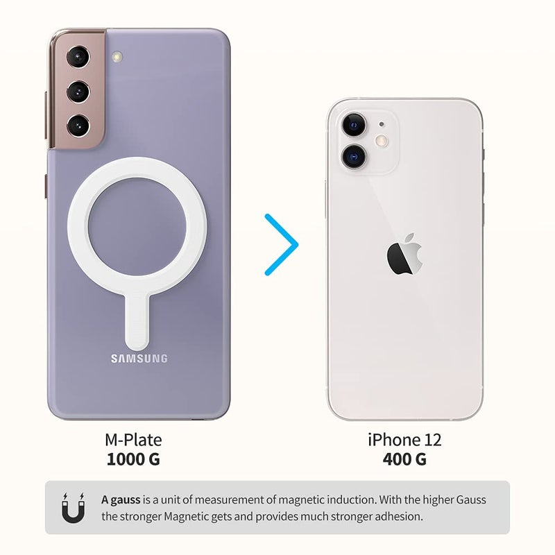 Sinjimoru for MagSafe Sticker, Magnetic Ring for Phone Case, Adaptor for MagSafe Magnet, 1000g Magnet Strength, Wireless Charging, M-Plate White - Image 3