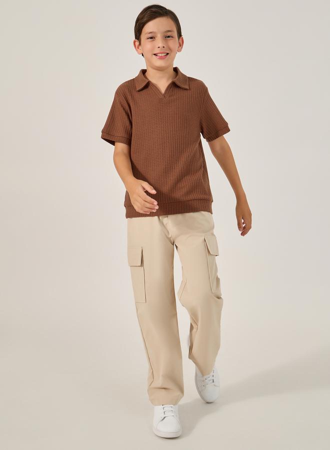 Styli Textured Polo Neck T-Shirt  - Image 2