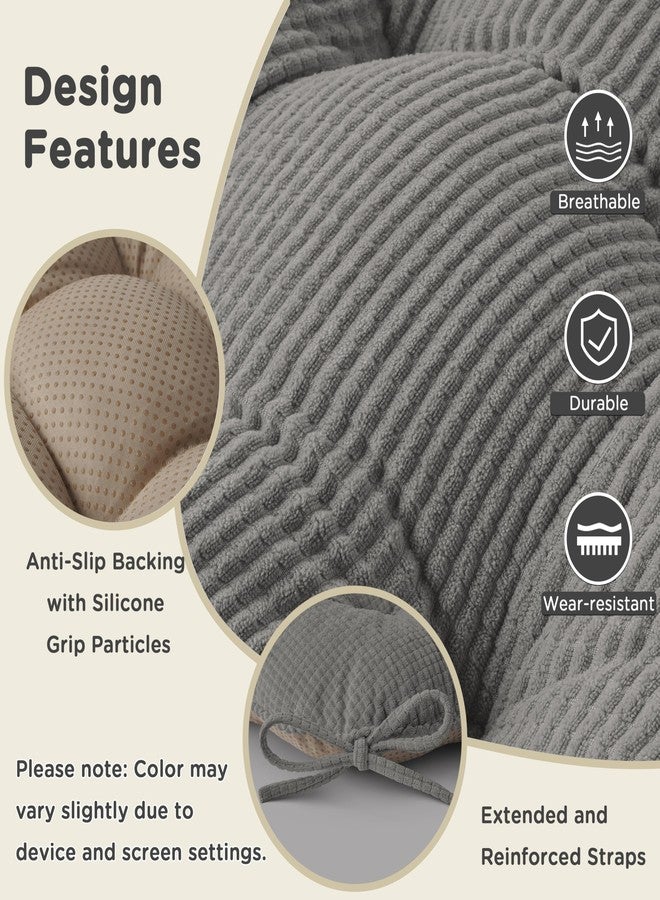 AddGrace Dining Chair Cushions Set of 4 Non-Slip Bottom Kitchen Chair Pads with Ties for Indoor Kitchen Furniture Comfy Soft Seat Cushions for Dining Room 18 x 16 x 3inch Grey - Image 4