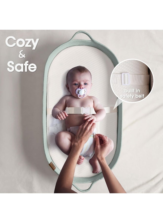 JJOO J&Joo Baby Changing Basket with Dual-Cover & Rope Diaper Caddy, Portable, Foldable Changing Pad for Dresser, Changing Table Topper, Living Room Changing Pad - Image 3