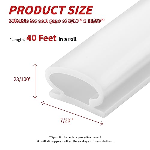 Fingwerk 40 Feet Rubber Weather Stripping Door Seal Strip, Self-Adhesive Backing D-Shape Door Weatherstripping for Door Frame Insulation Large Gap, Easy Cut to Size(White) - Image 5