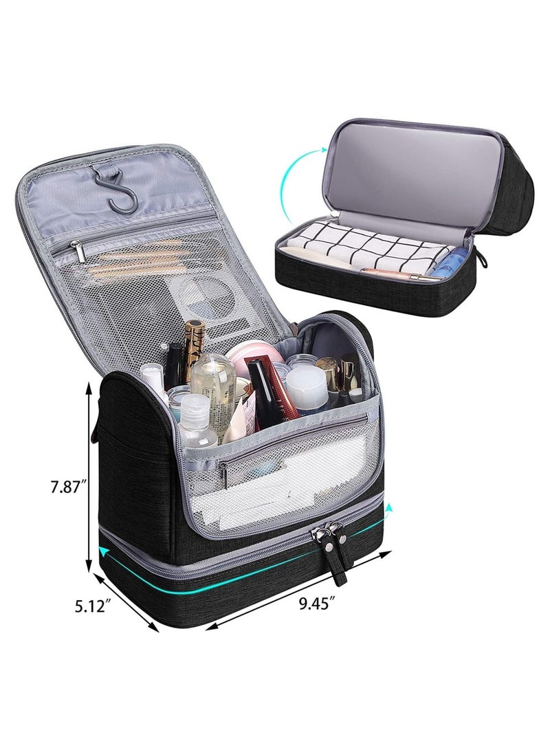 Hanging Travel Toiletry Bag,Large Makeup Bag Waterproof Cosmetic Organizer Kit,Travel Shaving Dopp Kit Organizer Bag,Portable Bathroom Shower Storage Bag for Women and Men-Black - Image 5