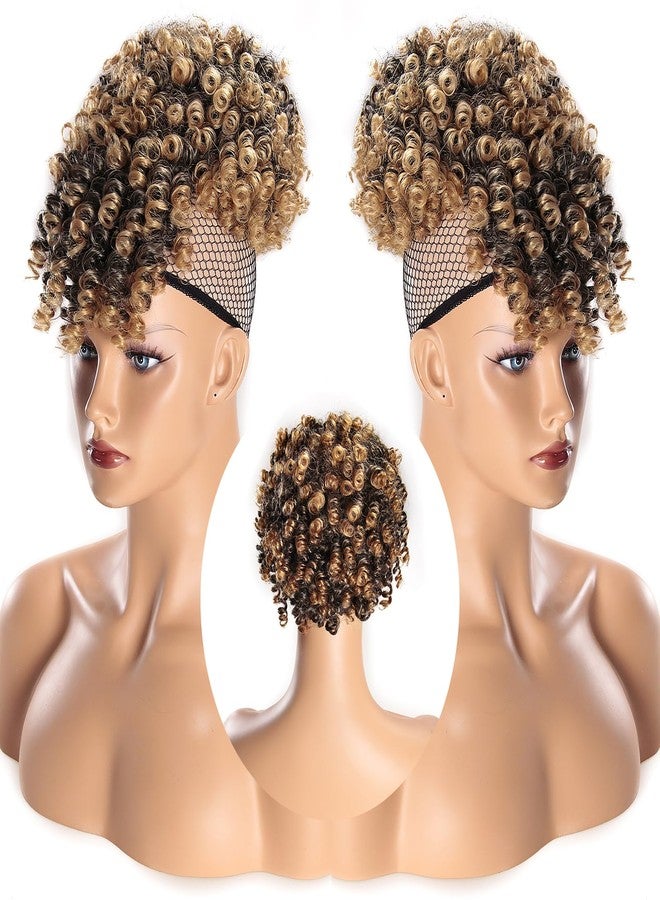 SuyiIRL Afro Puff Drawstring Ponytail with Curly Hair Clip in Bangs Short Natural Hair Curly Ponytail Extension for Women Ponytail - Image 3
