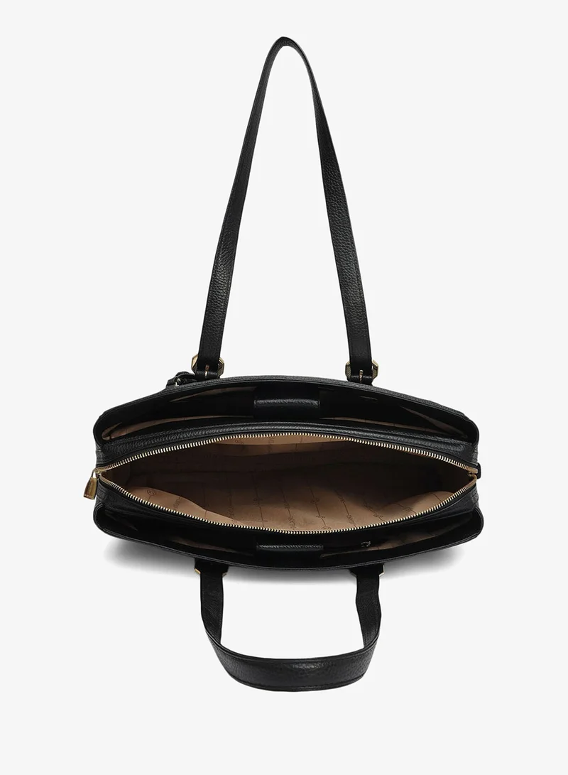 Da Milano Black Medium Wax Leather Shoulder Bag - Black for Women | Best Price UAE