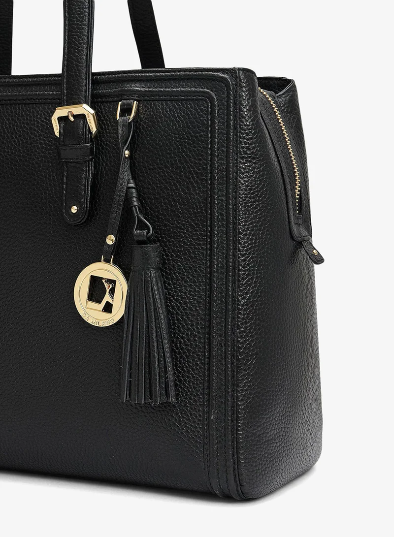 Da Milano Black Medium Wax Leather Shoulder Bag - Black for Women | Best Price UAE