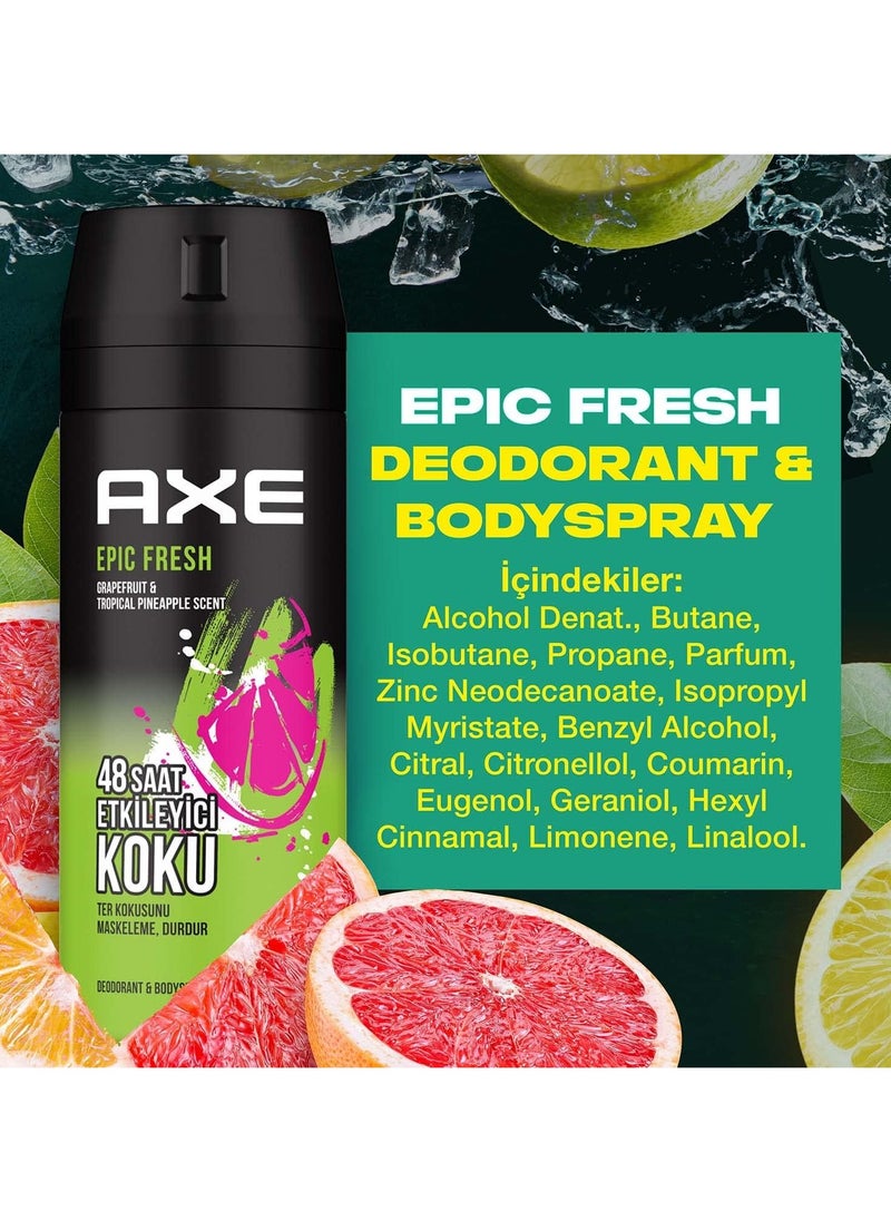 Axe - Axe Epic Fresh Grapefruit &Troplcal Pineapple Scent 48 hrs Non Stop Fresh 150Ml - Image 1