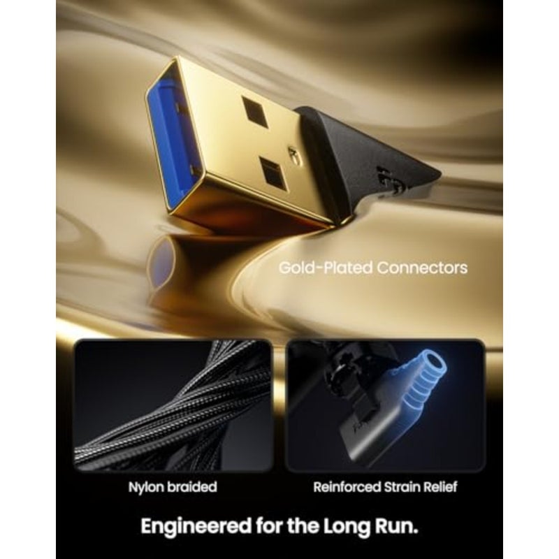 USB 3.0 Extension Cable 2 Pack 6ft/1.8m, A-Male to A-Female 5Gbps High-Speed For Data Sync Charging Nylon Braided USB Extender Cords Compatible For Camera/Printer/Webcam/PS5 - Image 4