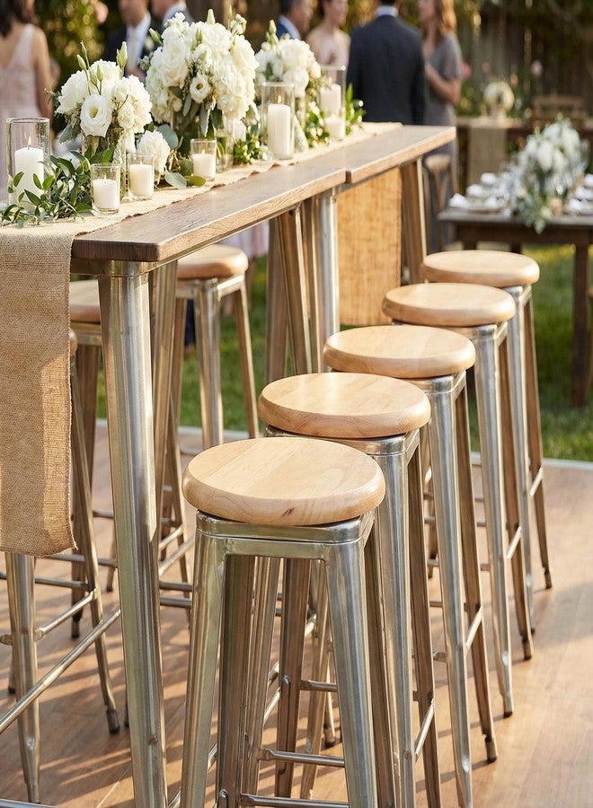 VOSAREA Wooden Bar Stool Seat Replacement Round Chair Seat Top Wood Seat Replacement for Metal Chairs Stool - Image 3